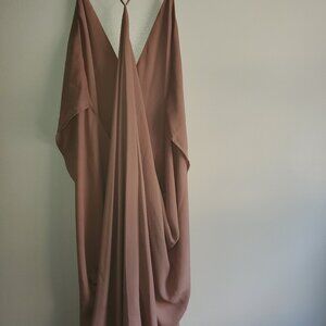 Mauve colored back-baring party dress